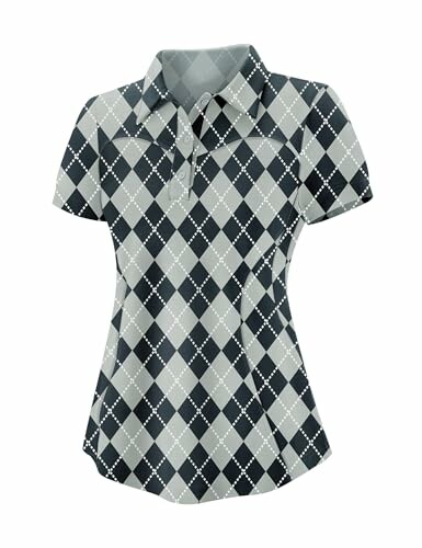 Gray and black argyle pattern polo shirt