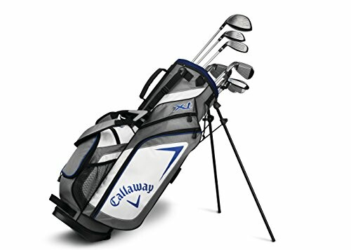 Callaway golf bag with clubs on stand