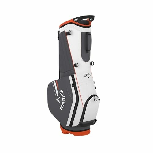 Callaway golf bag in white and gray with orange accents