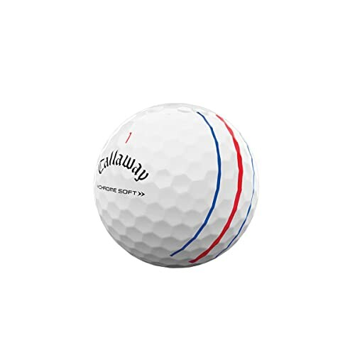 A Callaway golf ball with red and blue lines.