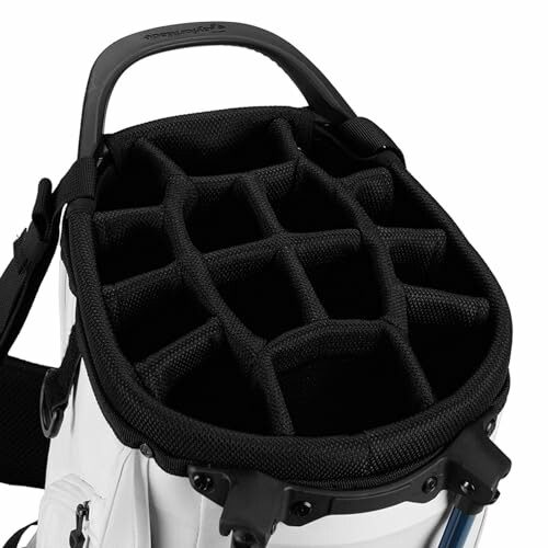 Top view of a golf bag with club dividers