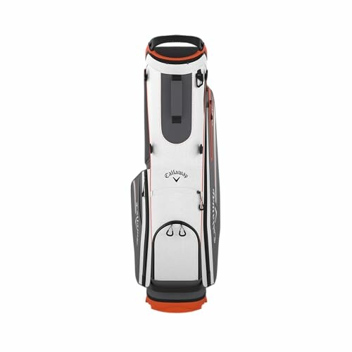 White and orange golf bag with multiple compartments