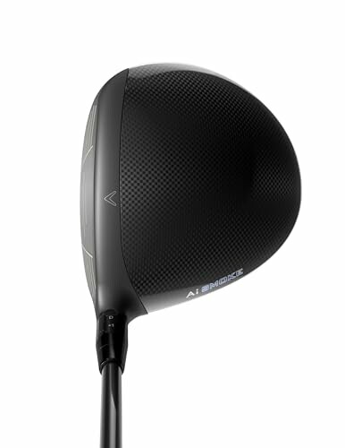 Black golf driver club head with a sleek design.