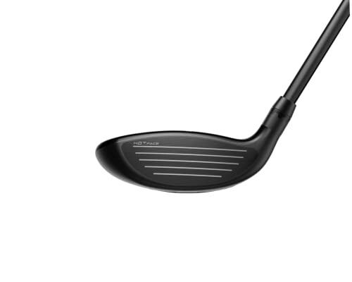 Black golf club head with visible grooves