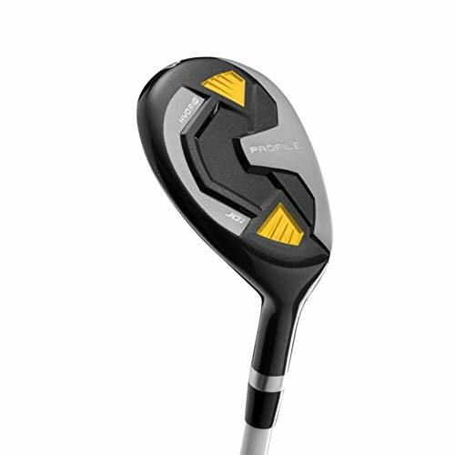 Hybrid golf club with black and yellow accents