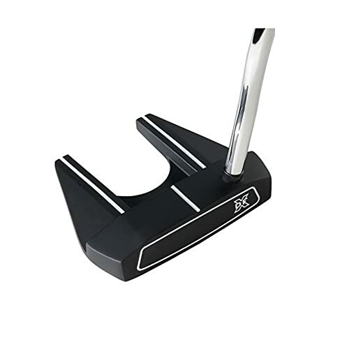 Black and silver golf putter club head