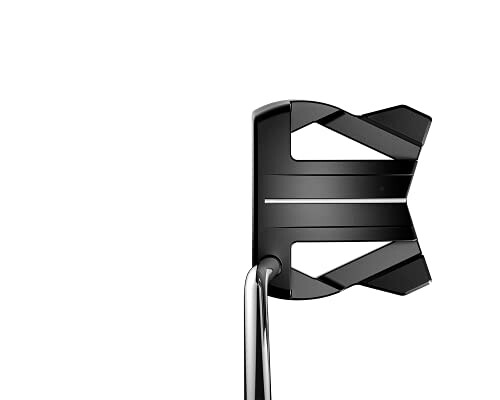 Top view of a modern golf putter with black design