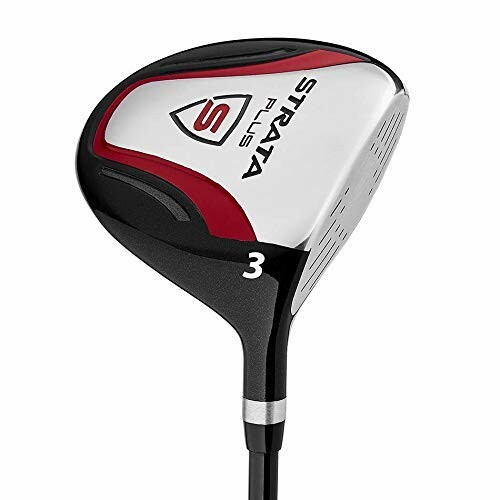 Strata Plus golf club driver with red and black design.