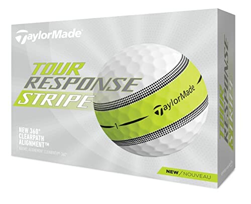 TaylorMade Tour Response Stripe golf ball packaging with alignment feature.