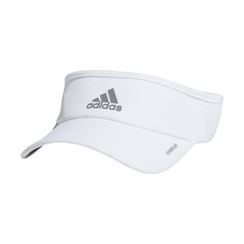 White Adidas sport visor with logo.