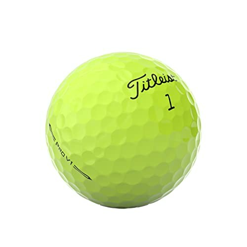 Yellow Titleist golf ball with dimples